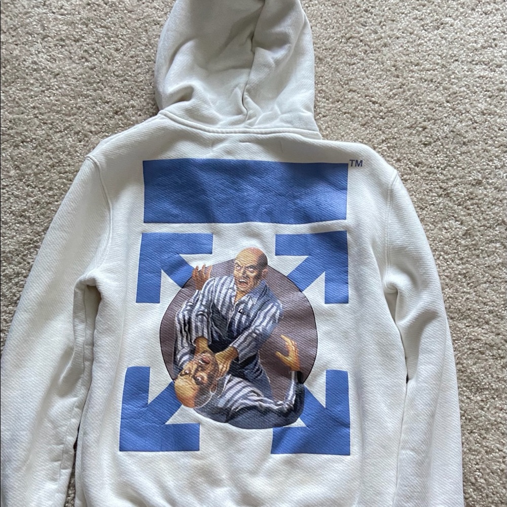 Off-White Fight print hoodie color in white,blue